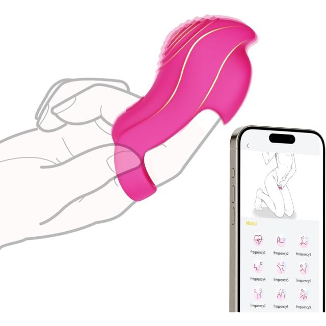 9-Speed Magenta App-Controlled Rechargeable Silicone Finger Vibrator with USB Magnetic Charging