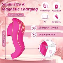 9-Speed Magenta App-Controlled Rechargeable Silicone Finger Vibrator with USB Magnetic Charging