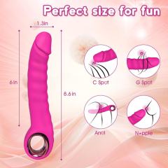 7-Speed Magenta Rechargeable Silicone Vibrator with Thrusting Function