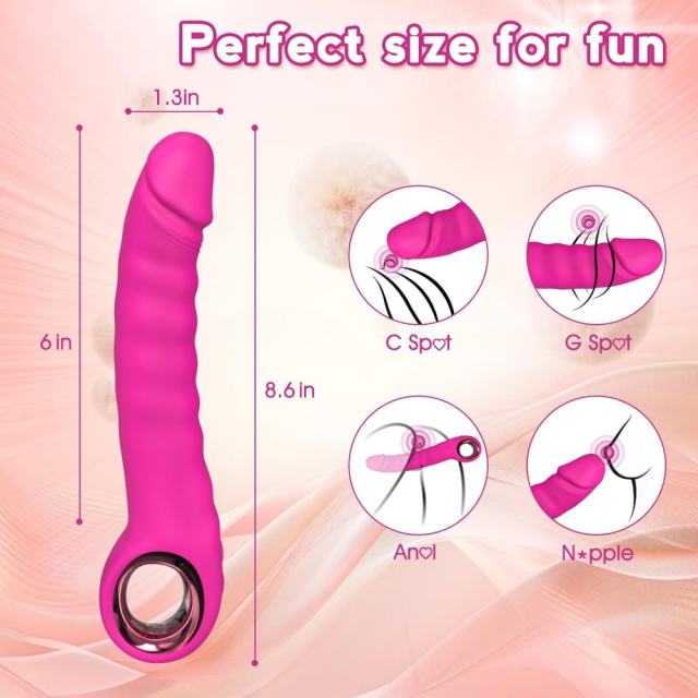 7-Speed Magenta Rechargeable Silicone Vibrator with Thrusting Function