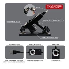 Black Adjustable Thrusting Sex Machine with 6 Attachments & Plug-In Power – 85° Angle Adjustment