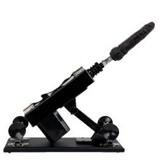 Black Adjustable Thrusting Sex Machine with 6 Attachments & Plug-In Power – 85° Angle Adjustment