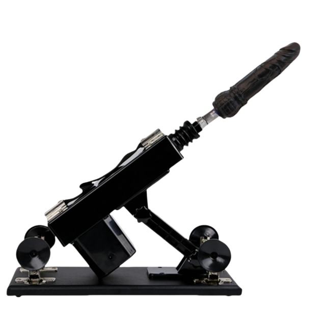 Black Adjustable Thrusting Sex Machine with 6 Attachments & Plug-In Power – 85° Angle Adjustment