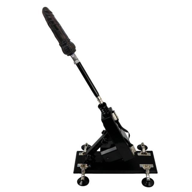 Black Adjustable Thrusting Sex Machine with 6 Attachments & Plug-In Power – 85° Angle Adjustment