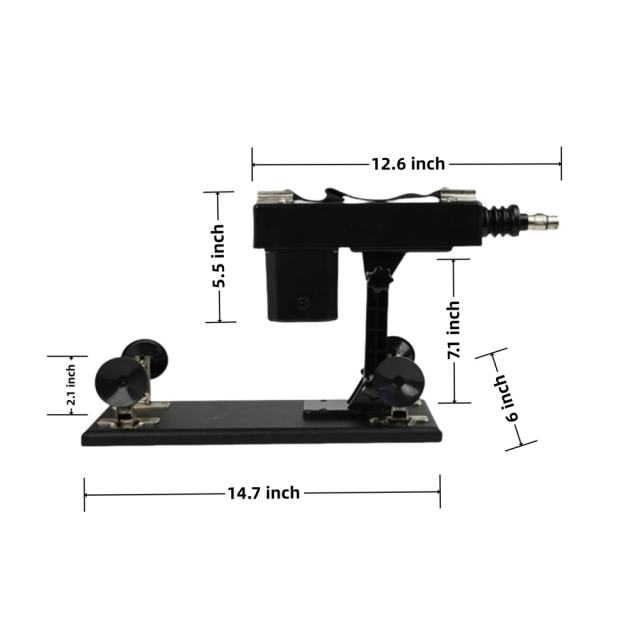 Black Adjustable Thrusting Sex Machine with 6 Attachments & Plug-In Power – 85° Angle Adjustment
