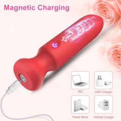 10-Speed Red Rechargeable Silicone Bullet Vibrator with USB Magnetic Charging