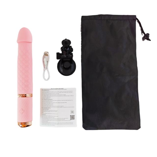 10-Speed Pink Rechargeable Silicone Vibrator with Thrusting & App Control
