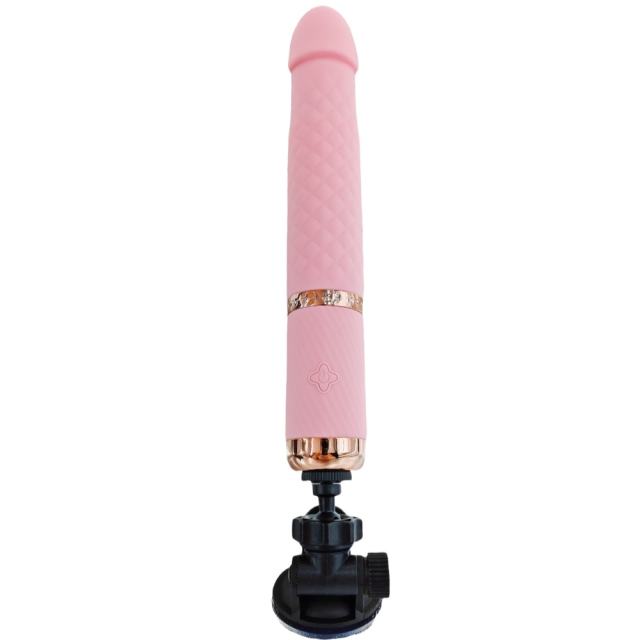 10-Speed Pink Rechargeable Silicone Vibrator with Thrusting & App Control