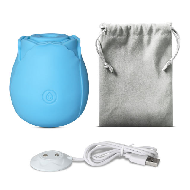 7-Function Blue Color Silicone Clitoral Sucking Rose Vibrator
