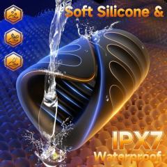 Customizable 9-Speed Black Rechargeable Silicone Male Masturbator Penis Training Vibrator with APP Control