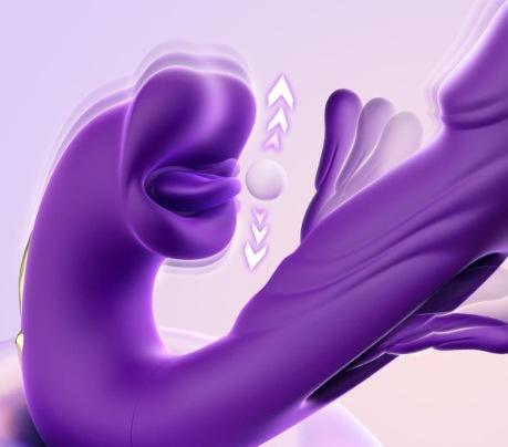 7-Speed Purple Rechargeable Vibrating & Tongue-Licking Massager with Flapping Function
