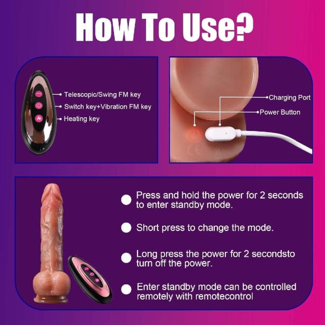10-Speed Brown Remote Controll Rechargeable Silicone Vibrator with Thrusting, Rotating and Heating Functions