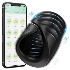 9-Speed Black Rechargeable Silicone Male Masturbator Penis Training Vibrator with APP Control