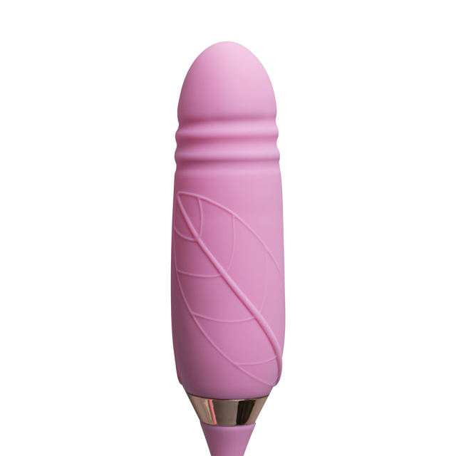 10-Speed Pink Color Silicone Clitoral Sucking Rose with Thrusting Vibrator