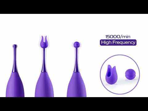7-Speed Purple Rechargeable Silicone Clitoral Vibrator with 2 Silicone Heads