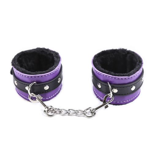 Black and Purple Fuzzy Handcuffs