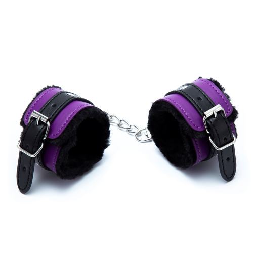 Black and Purple Fuzzy Handcuffs