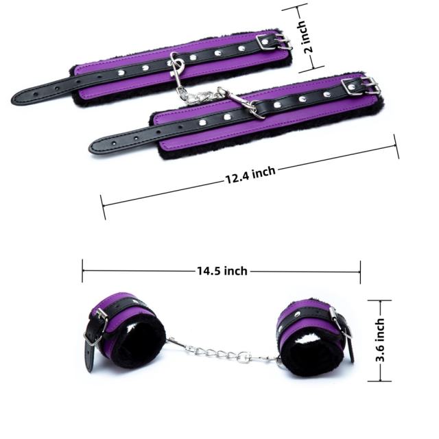 Black and Purple Fuzzy Handcuffs