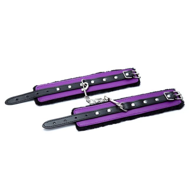 Black and Purple Fuzzy Handcuffs