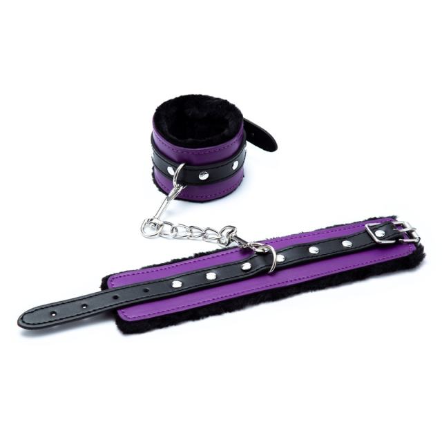 Black and Purple Fuzzy Handcuffs