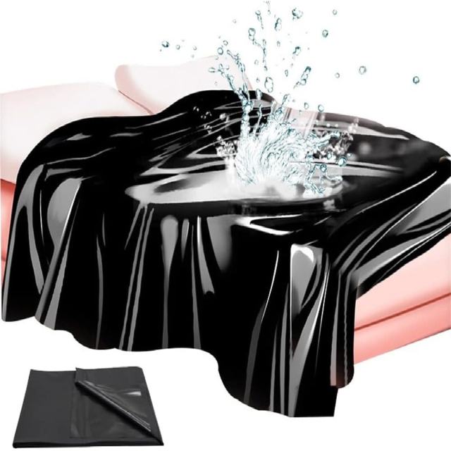 Black Waterproof PVC Bedsheet – 210cm x 210cm Durable & Easy-to-Clean Design
