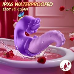 10-Speed Purple Rechargeable Silicone Vibrating Massager with Tongue-Licking