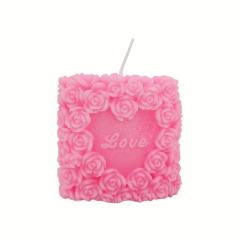 Pink Rose Wax Scented Candle with LOVE