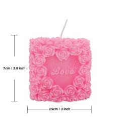 Pink Rose Wax Scented Candle with LOVE