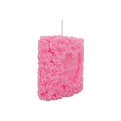 Pink Rose Wax Scented Candle with LOVE