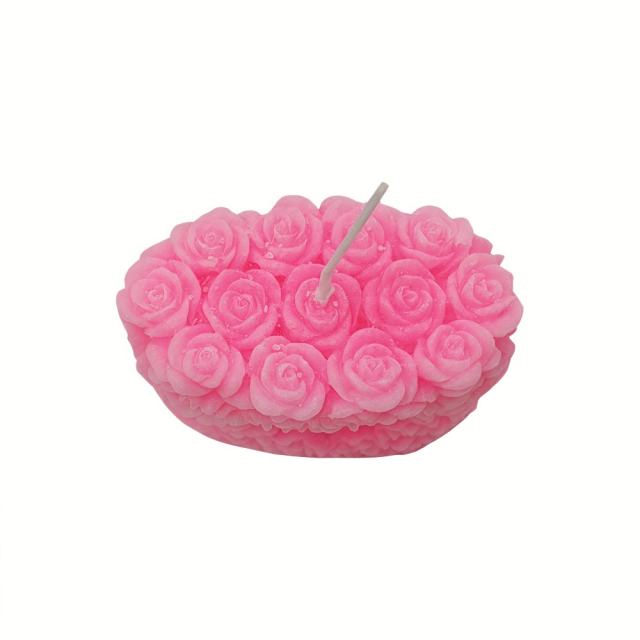 Pink Rose Wax Scented Candle with LOVE
