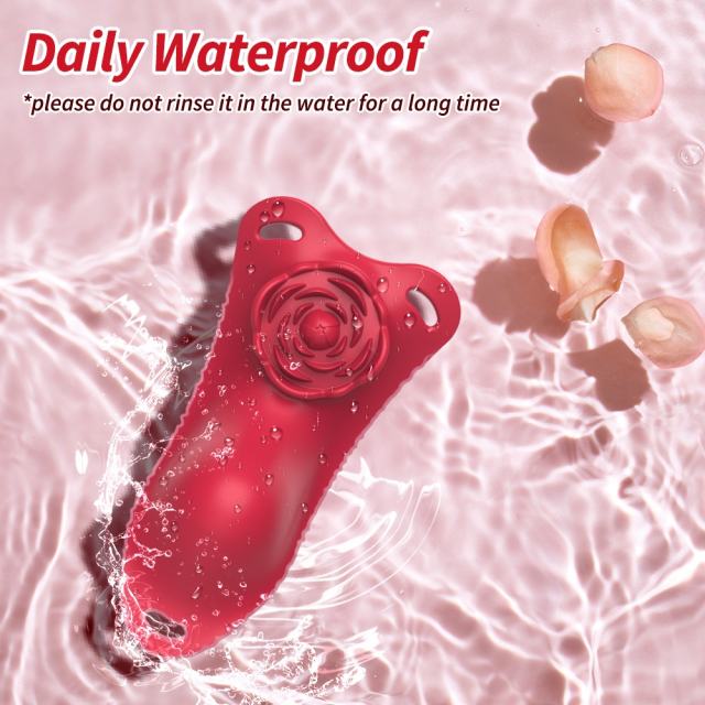 10-Speed Red Rose Shape Waterproof Rechargeable Remote Control Silicone Wearable Panty Vibrator