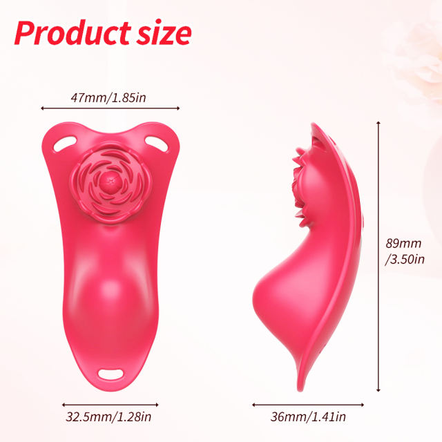 10-Speed Red Rose Shape Waterproof Rechargeable Remote Control Silicone Wearable Panty Vibrator