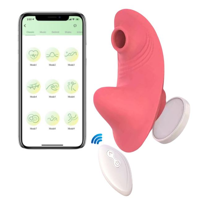 9-Speed Pink Waterproof Rechargeable App & Remote Control Silicone Wearable Panty Vibrator