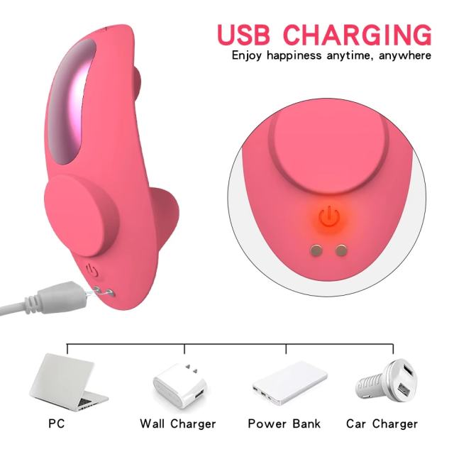 9-Speed Pink Waterproof Rechargeable App & Remote Control Silicone Wearable Panty Vibrator