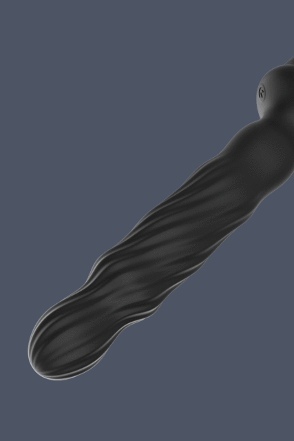 7-Speed Black Silicone Rechargeable Wriggling Vibrator with Remote Control