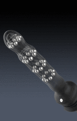 7-Speed Black Silicone Rechargeable Wriggling Vibrator with Remote Control