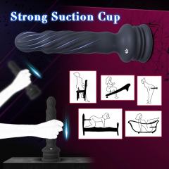 7-Speed Black Silicone Rechargeable Wriggling Vibrator with Remote Control