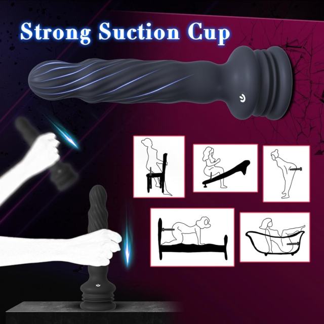 7-Speed Black Silicone Rechargeable Wriggling Vibrator with Remote Control