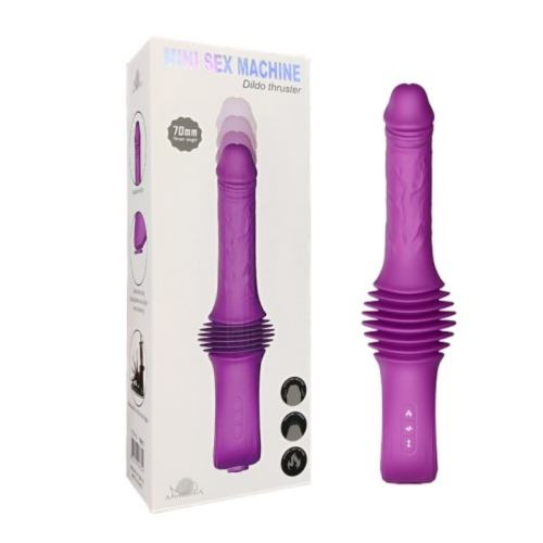 10-Speed Rechargeable Purple Thrusting Silicone Sex Machine with Heating Function and Removable Suction Cup