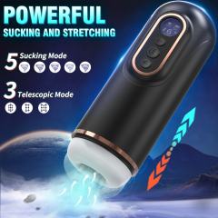 9-Speed Vibrating & 5-Mode Sucking & 3-Speed Thrusting Rechargeable Male Masturbator with Heating and Sound Effects