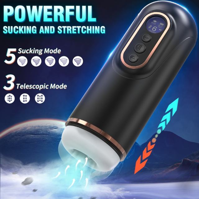 9-Speed Vibrating & 5-Mode Sucking & 3-Speed Thrusting Rechargeable Male Masturbator with Heating and Sound Effects