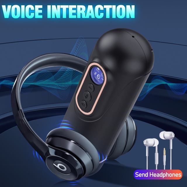 9-Speed Vibrating & 5-Mode Sucking & 3-Speed Thrusting Rechargeable Male Masturbator with Heating and Sound Effects