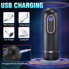 9-Speed Vibrating & 5-Mode Sucking & 3-Speed Thrusting Rechargeable Male Masturbator with Heating and Sound Effects