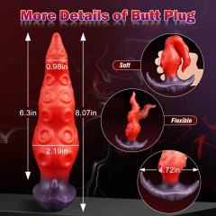 7.88'' Red and Purple Big Fantasy Monster Silicone Dildo and Butt Plug