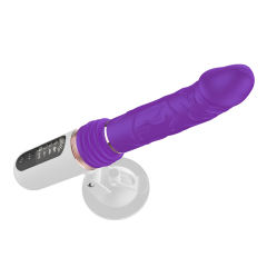 8-Speed Rechargeable Purple Silicone Thrusting Sex Machine with Strong Suction Cup