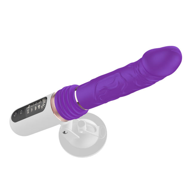 8-Speed Rechargeable Purple Silicone Thrusting Sex Machine with Strong Suction Cup