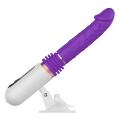 8-Speed Rechargeable Purple Silicone Thrusting Sex Machine with Strong Suction Cup
