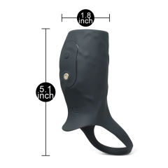 10-Speed Black Medical-Grade Silicone Rechargeable Vibrating Cock Ring with USB Magnetic Charging