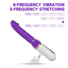 8-Speed Rechargeable Purple Silicone Thrusting Sex Machine with Strong Suction Cup