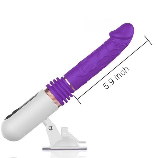 8-Speed Rechargeable Purple Silicone Thrusting Sex Machine with Strong Suction Cup